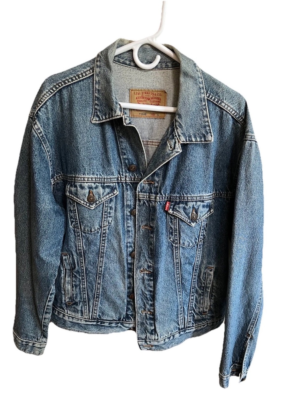 Vintage Levi’s 71500 Denim Trucker Jacket  L Made In Argentina Type III 24x26